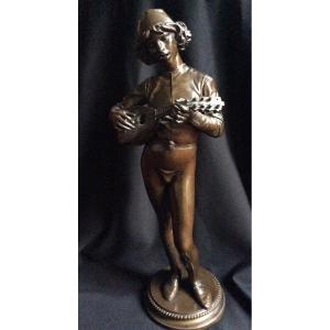 Chanteur Florentin en Bronze Paul Dubois (1829-1905)