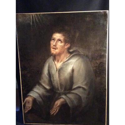 Saint-François en extase,toile espagnole du XVIIIème siècle