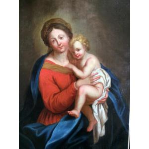 Tableau Vierge Et Enfant Du XVIII Eme Siècle 