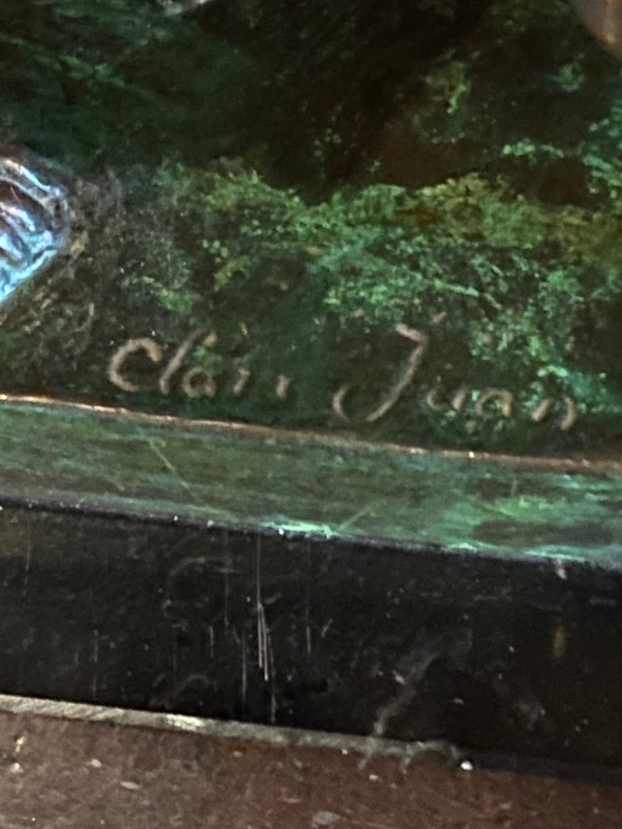 Petite Fille Au Chat Par Juan Clara (1875-1958), Beau Bronze Du XX Eme Siècle -photo-1