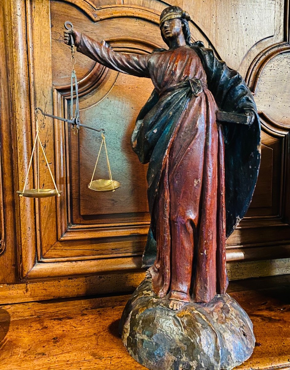 Statue Allégorique De La Justice Aveugle, Début Du XIX Eme Siècle 