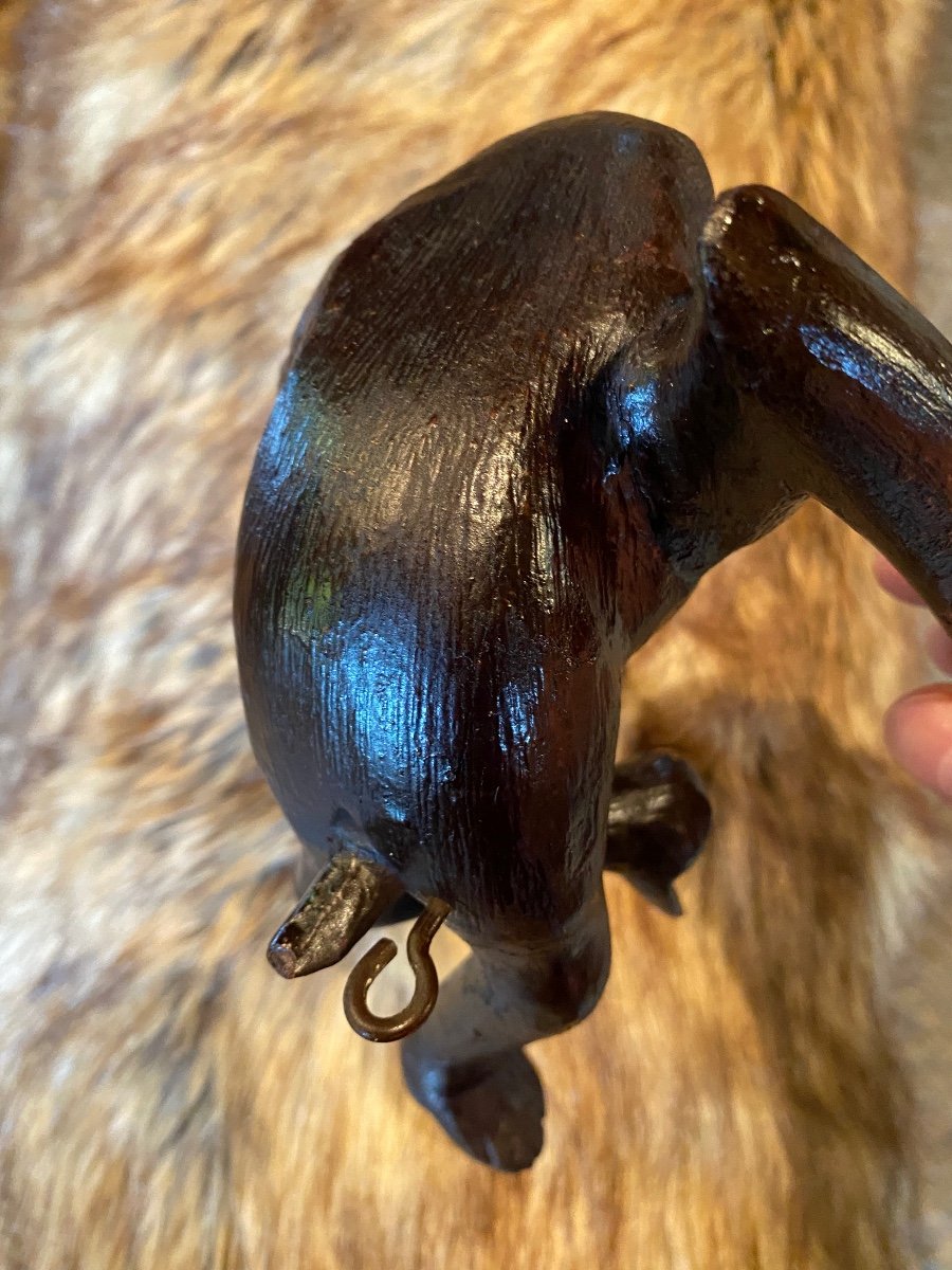 Japan, Meiji Era Spider Monkey In Lacquered Wood And Sulfide Eyes-photo-5