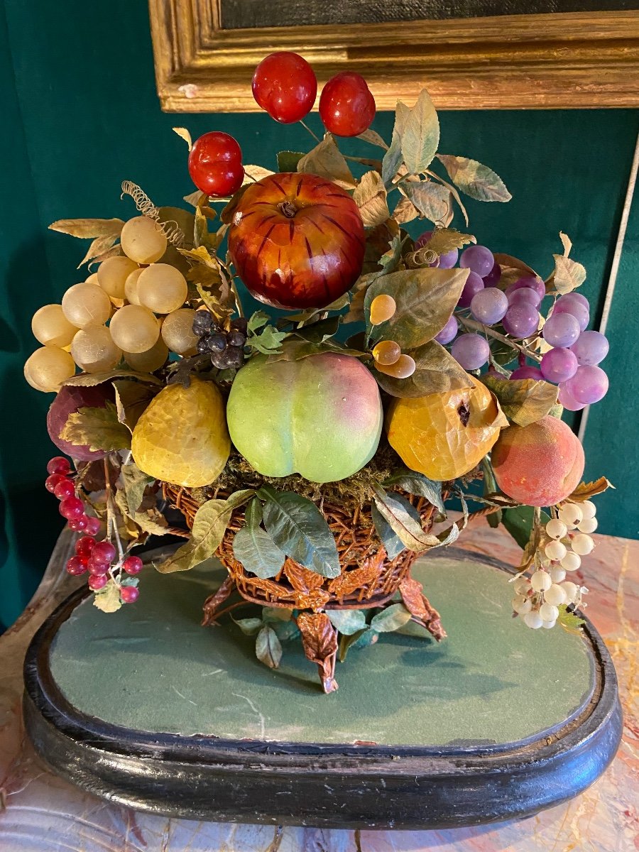 Napoleon III Globe With Fruit Basket In Paper Mache