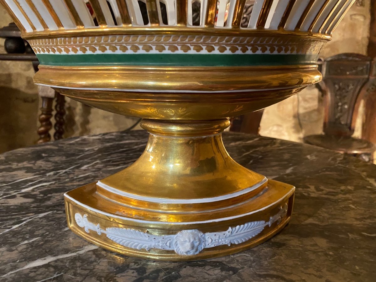 Grande Coupe Ajourée En Porcelaine, Première Moitié Du XIX Eme Siècle -photo-4