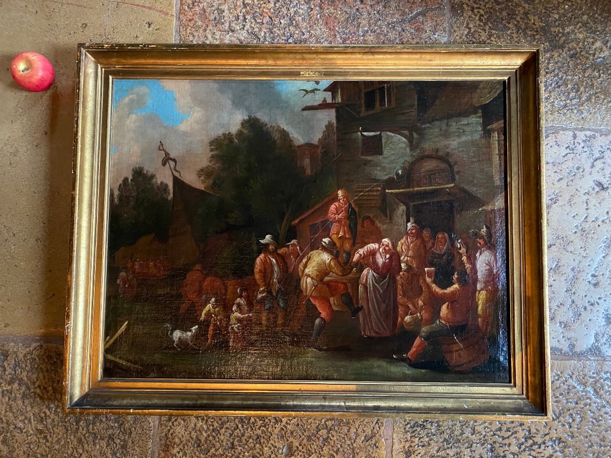 Large Flemish Kermesse Scene 18th Century-photo-7