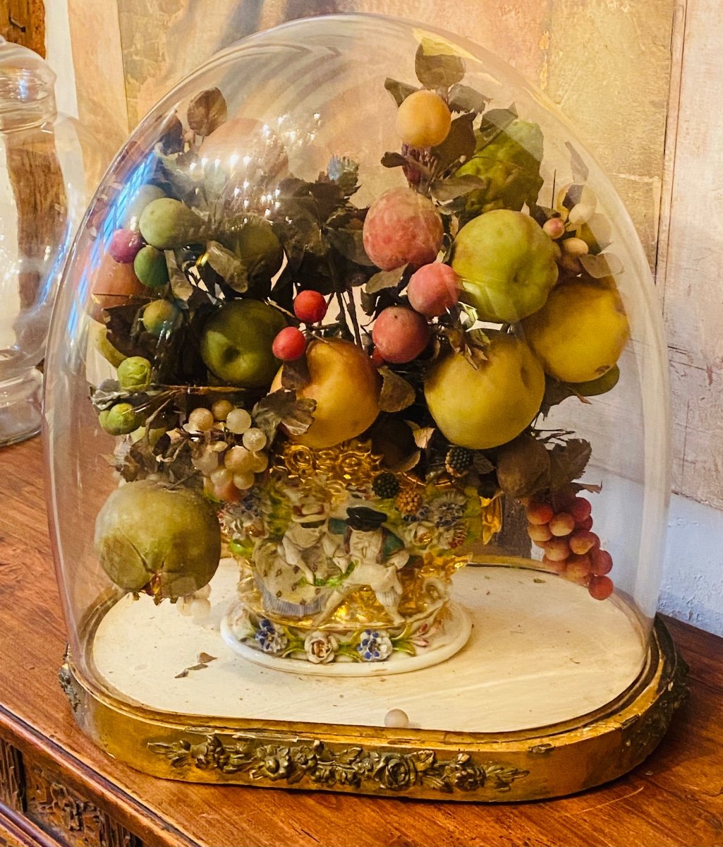 Imposing Globe With Fruits In Wax From The Napoleon III Period-photo-2