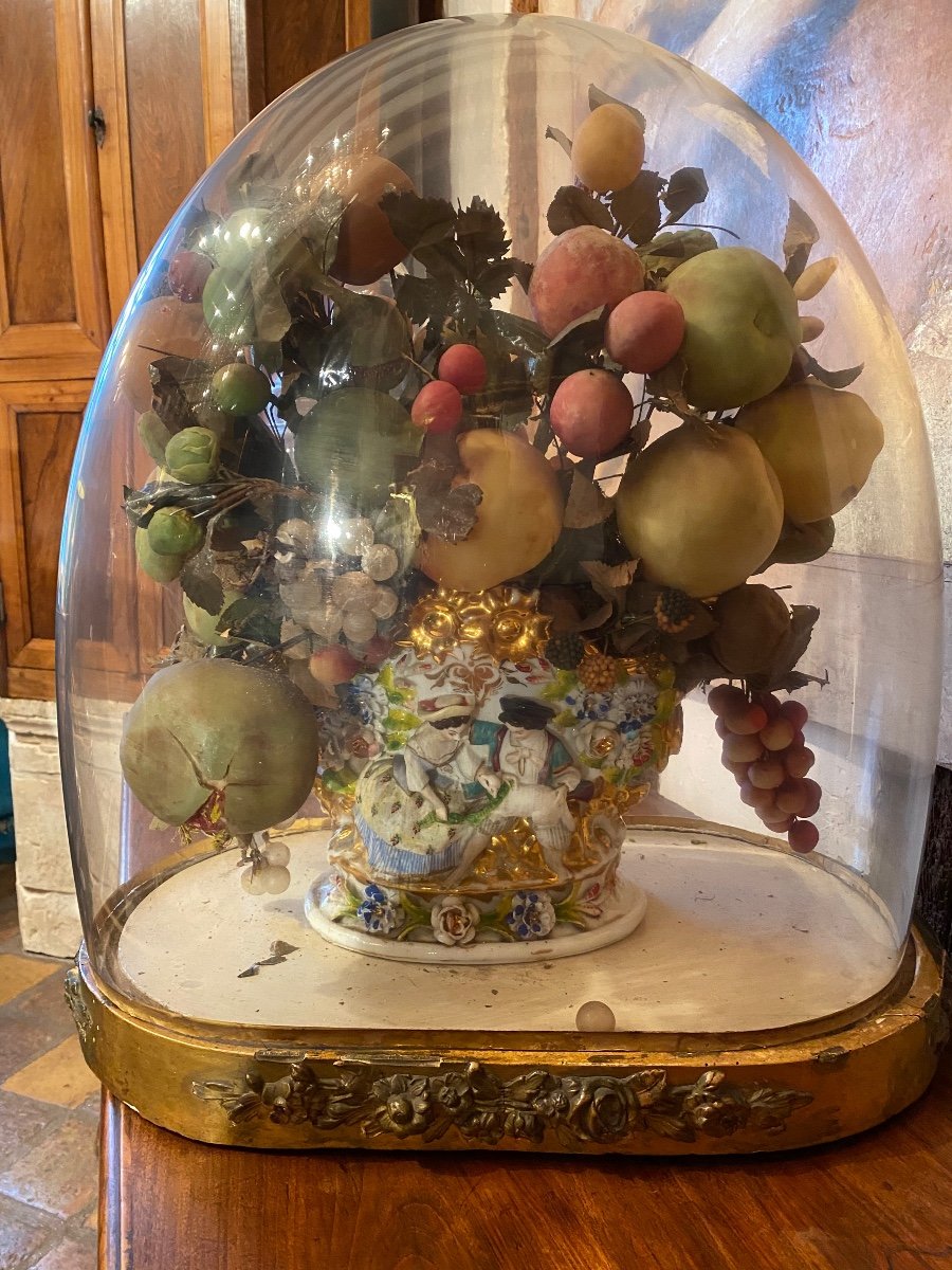 Imposing Globe With Fruits In Wax From The Napoleon III Period-photo-2
