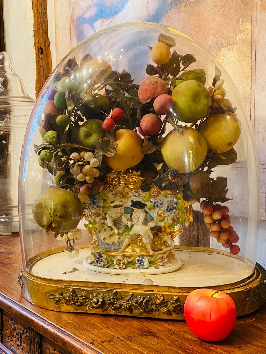 Imposing Globe With Fruits In Wax From The Napoleon III Period