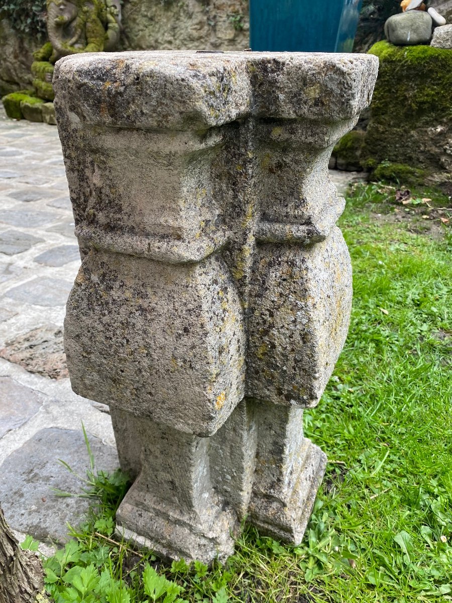 Pedestal In Carved Stone XVIII Eme Century, For Sundial-photo-1