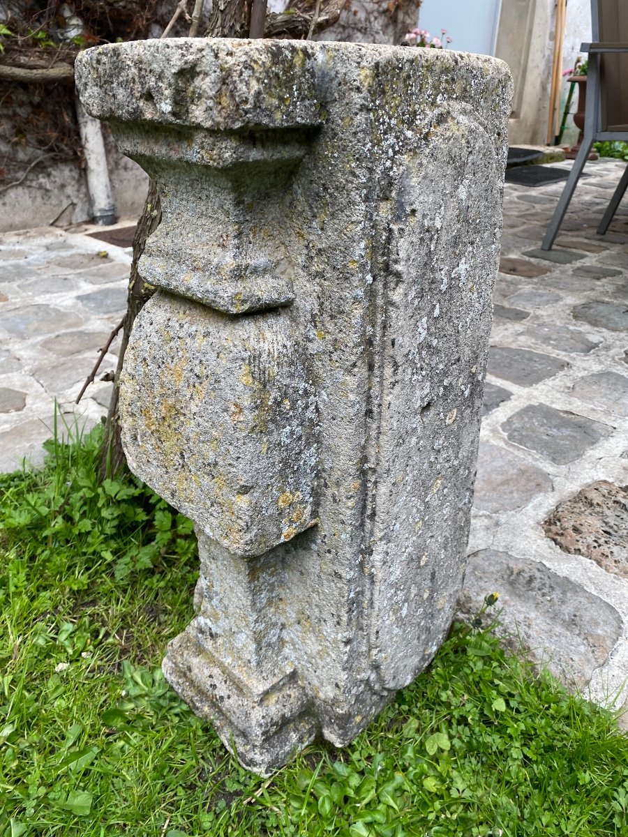 Pedestal In Carved Stone XVIII Eme Century, For Sundial-photo-2