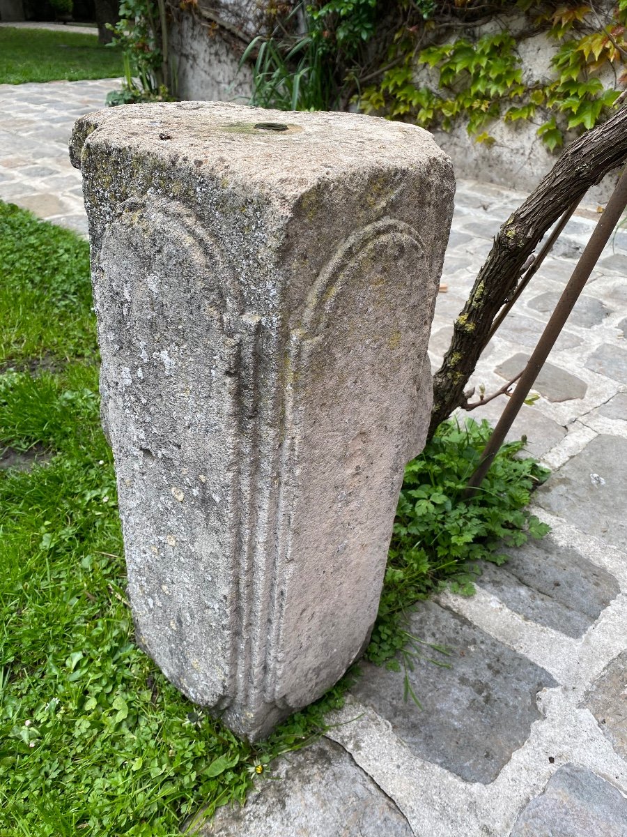Pedestal In Carved Stone XVIII Eme Century, For Sundial-photo-5