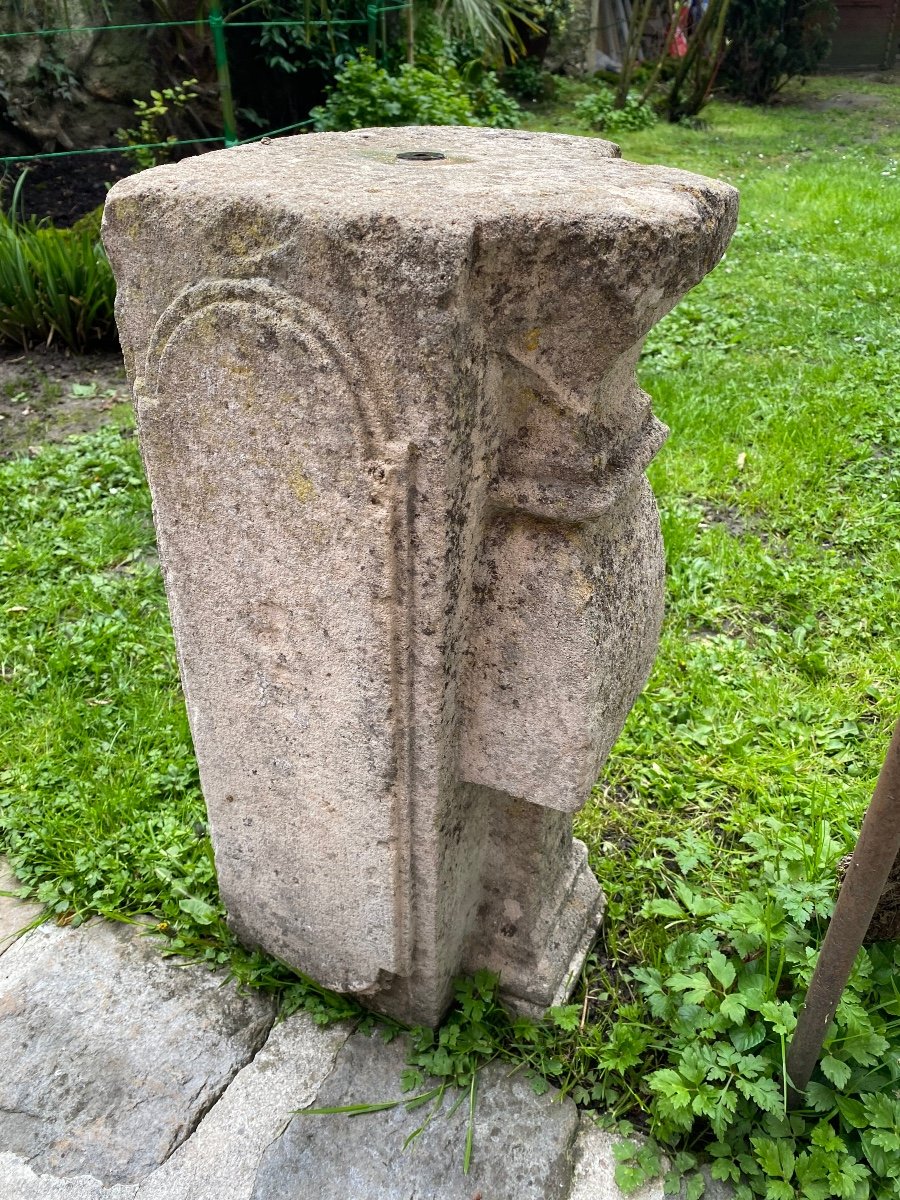 Pedestal In Carved Stone XVIII Eme Century, For Sundial-photo-8