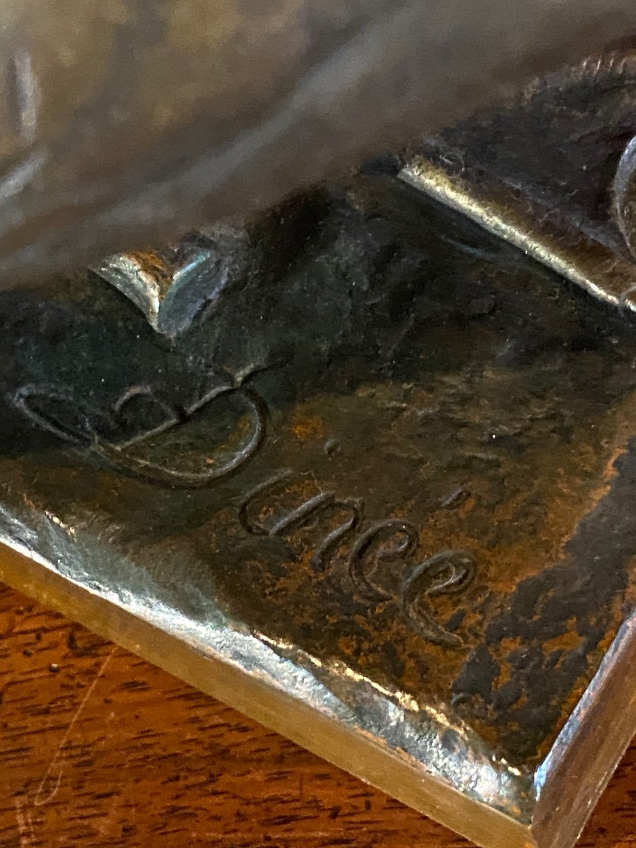 La Petite Gardeuse D’oie, Bronze Du XIX Eme Siècle Signé Dinée -photo-5