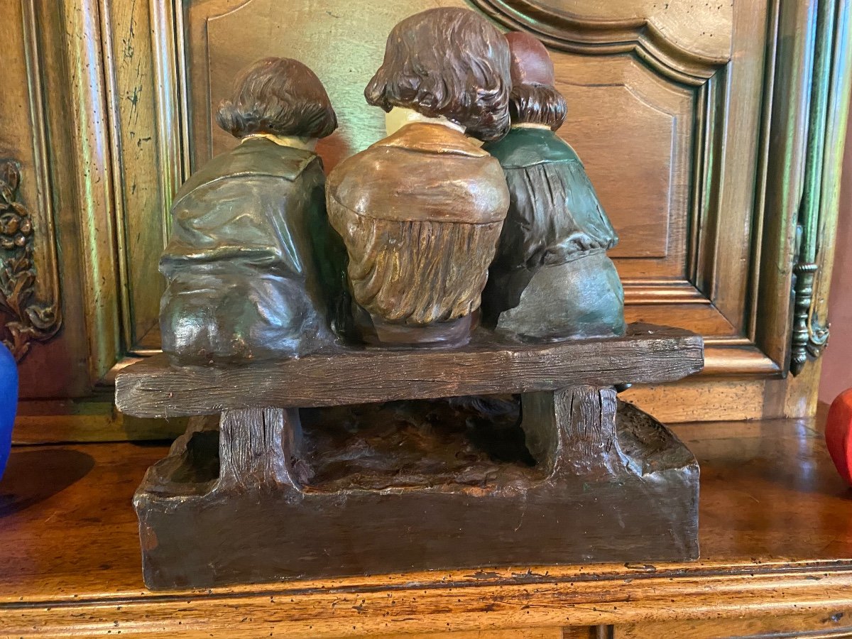 Terracotta With Three Children "a Project" By Salesio-photo-6