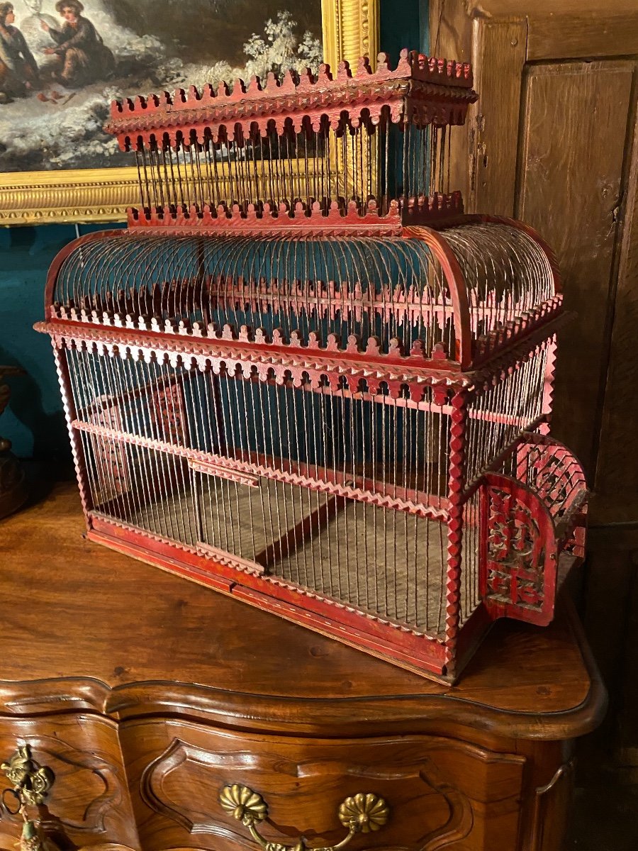 Très Grande Cage à Oiseaux, Pavillon Anglo-indien De La Fin Du XIX Eme Siècle -photo-2