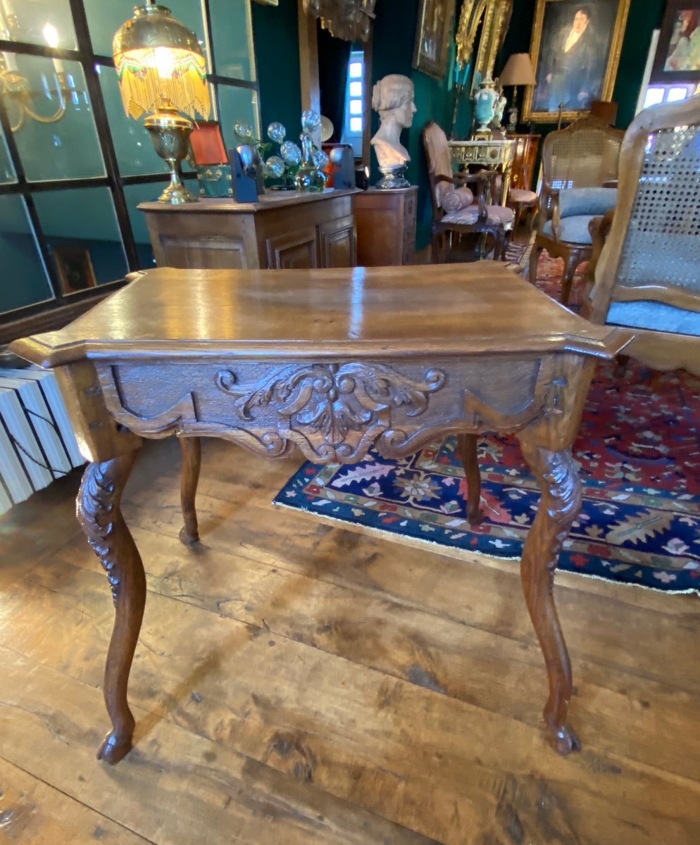Middle Table In Blond Oak, Liège Beginning Of The XIX Eme Century-photo-2