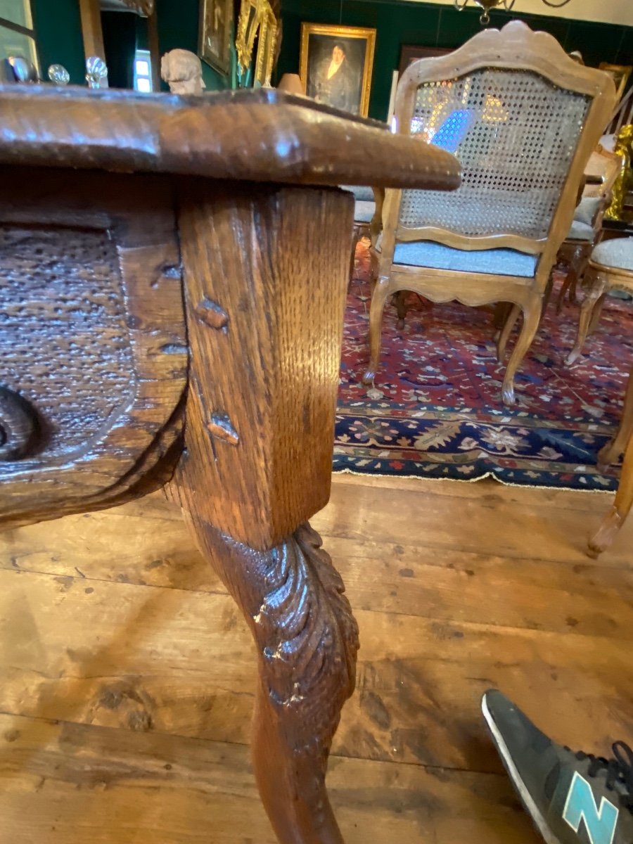 Middle Table In Blond Oak, Liège Beginning Of The XIX Eme Century-photo-6