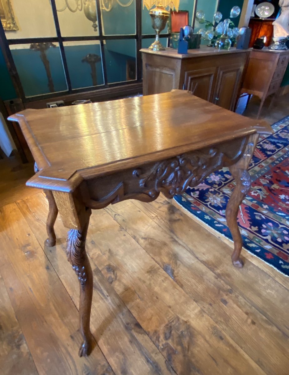 Middle Table In Blond Oak, Liège Beginning Of The XIX Eme Century-photo-7