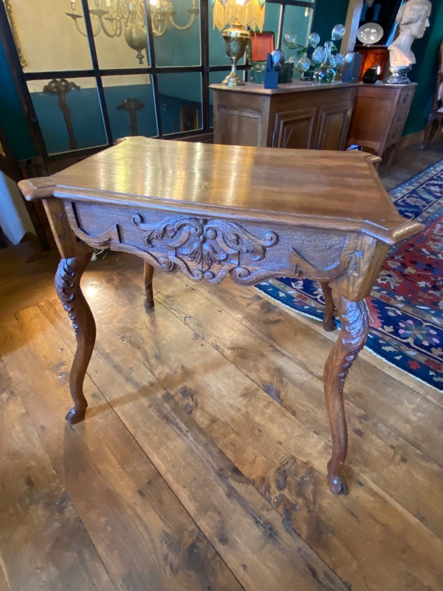 Middle Table In Blond Oak, Liège Beginning Of The XIX Eme Century