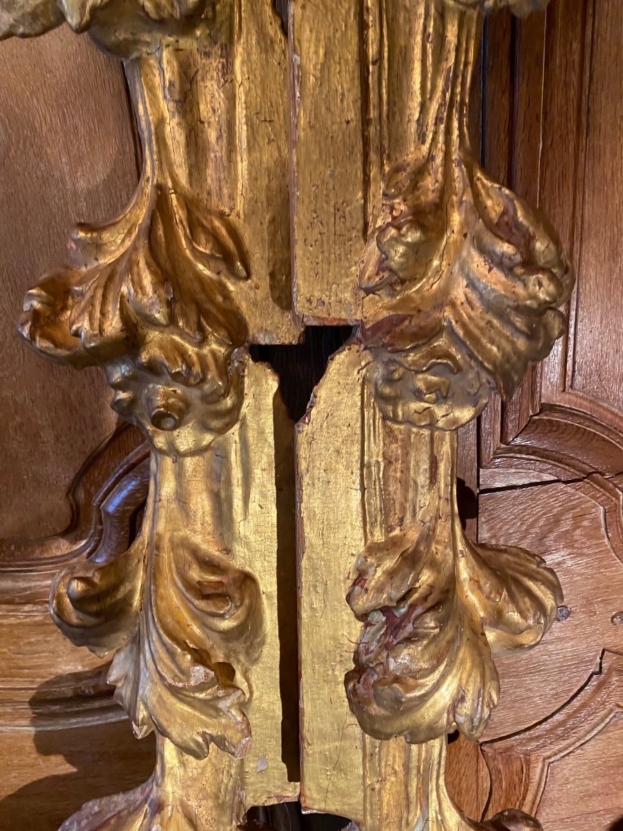 Two Large Elements Of Woodwork In Golden Wood From The XVIII Eme Century-photo-3