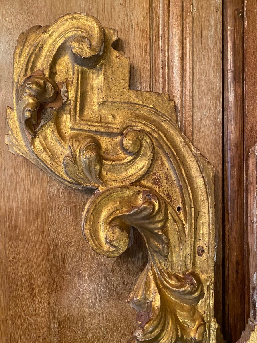 Two Large Elements Of Woodwork In Golden Wood From The XVIII Eme Century-photo-1