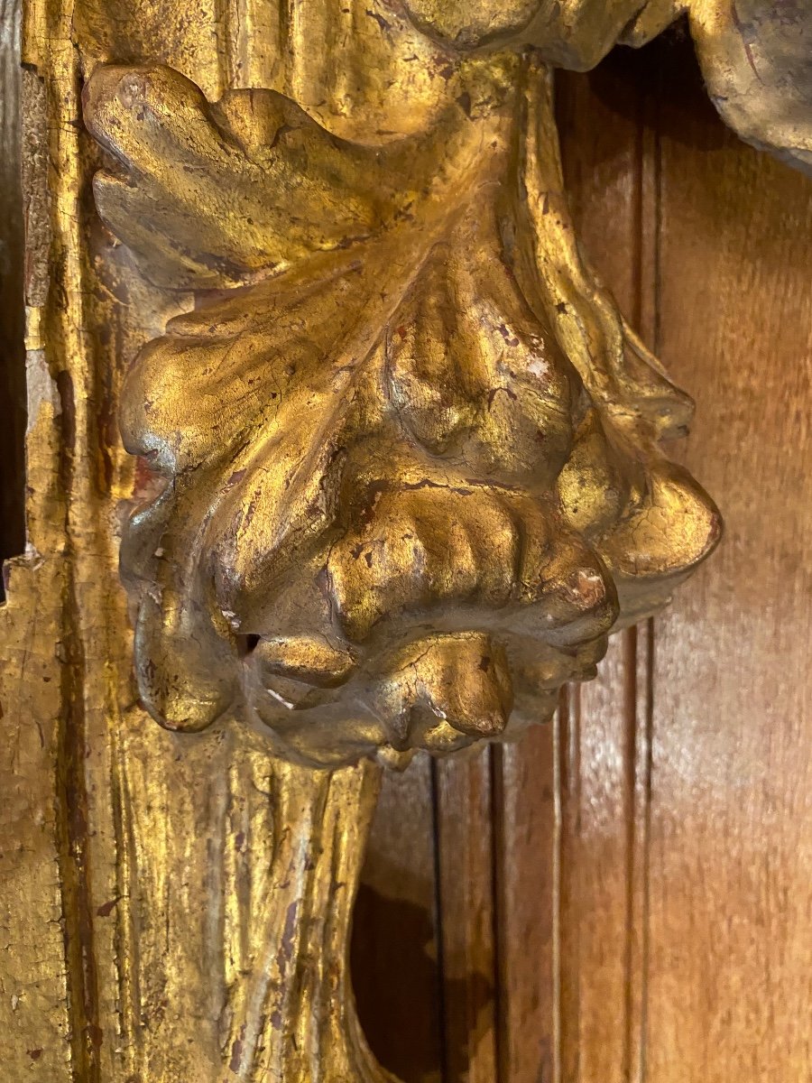 Two Large Elements Of Woodwork In Golden Wood From The XVIII Eme Century-photo-3