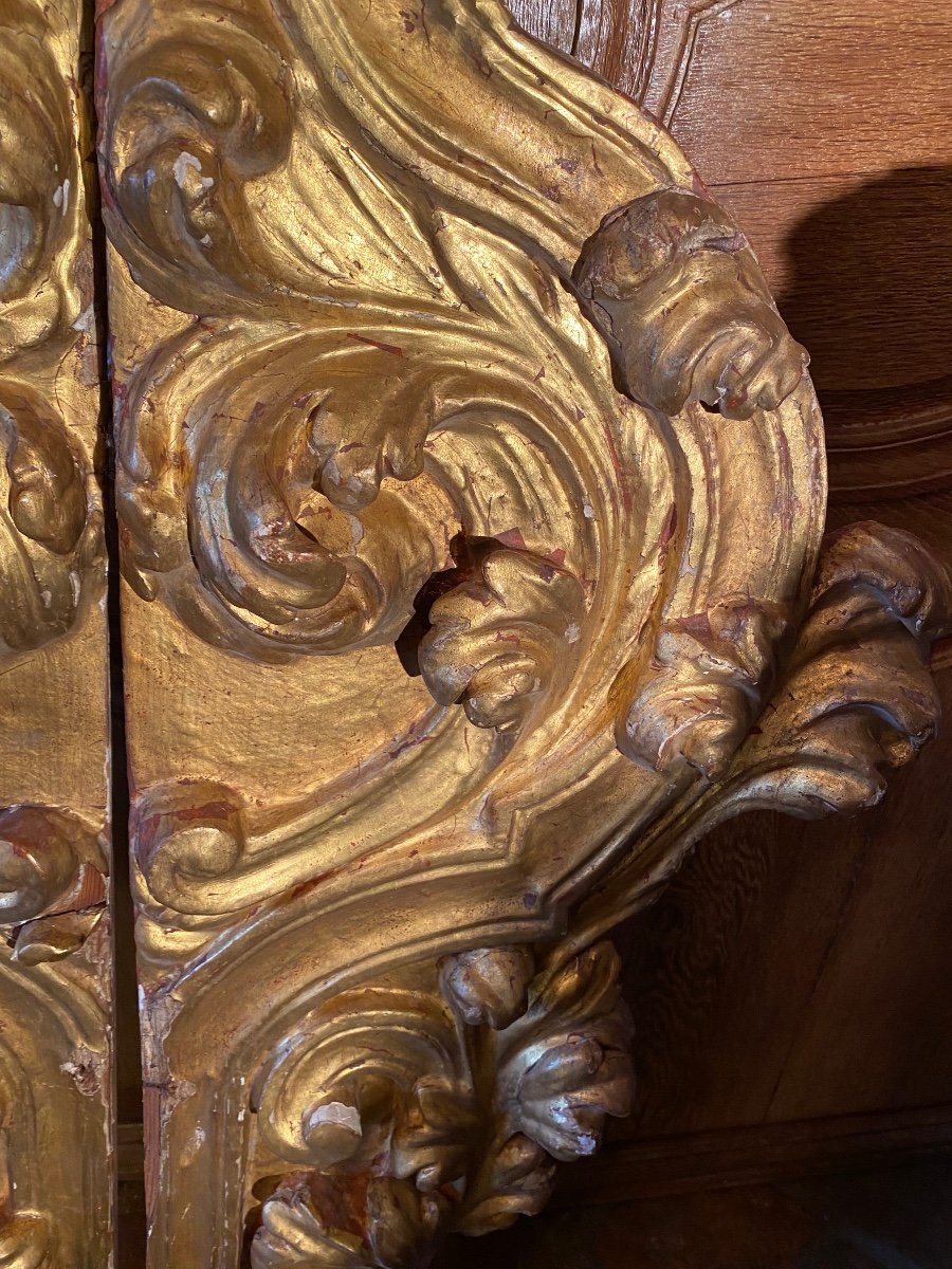Two Large Elements Of Woodwork In Golden Wood From The XVIII Eme Century-photo-4