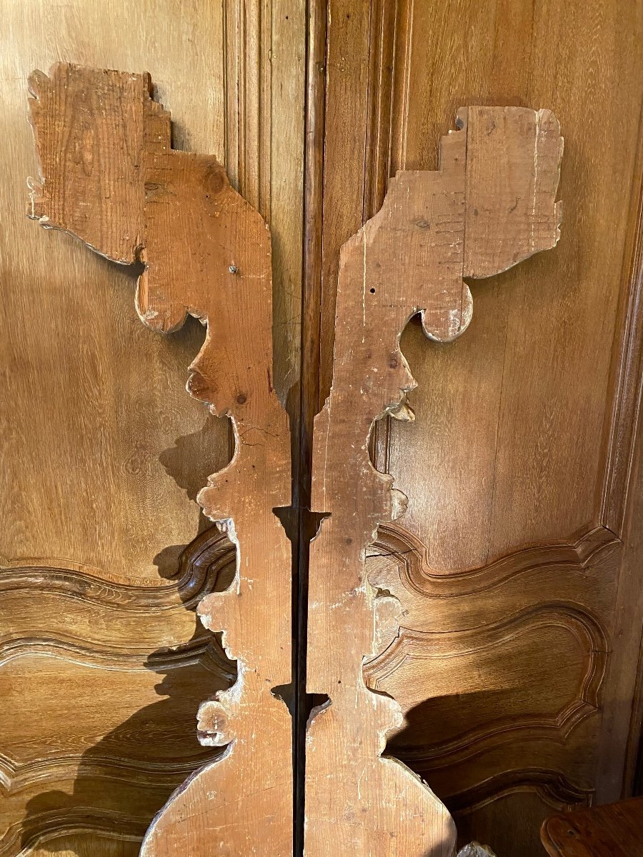 Two Large Elements Of Woodwork In Golden Wood From The XVIII Eme Century-photo-5