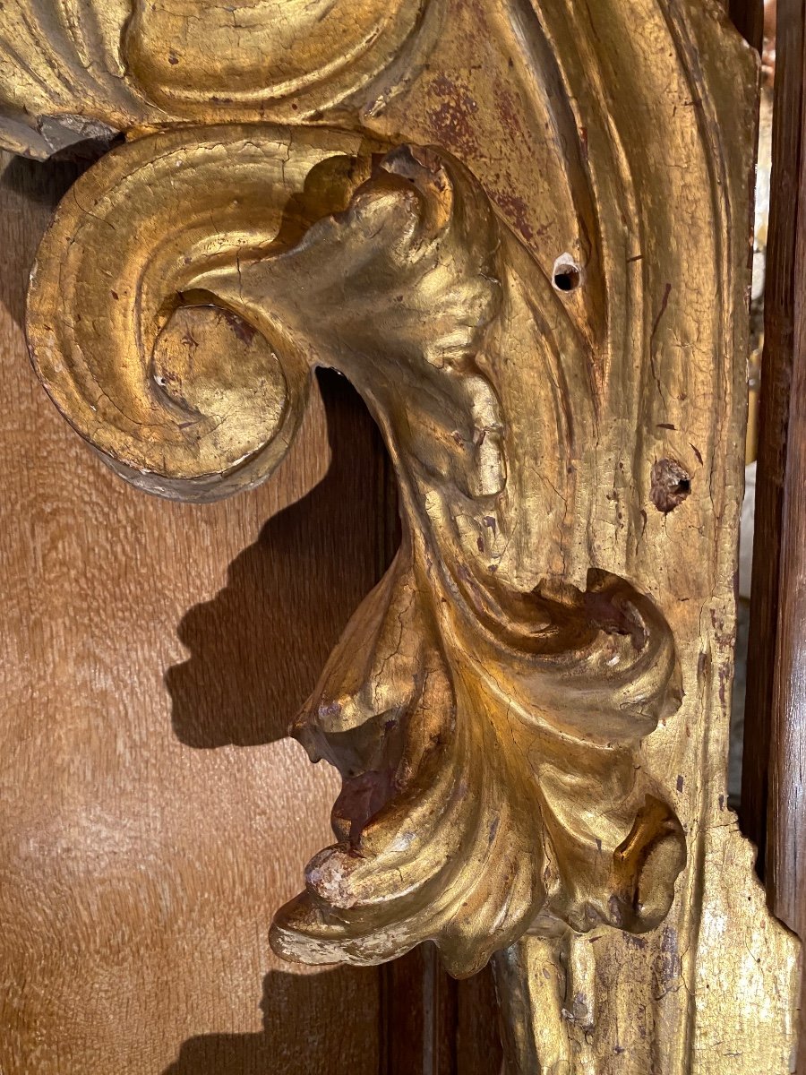 Two Large Elements Of Woodwork In Golden Wood From The XVIII Eme Century-photo-8