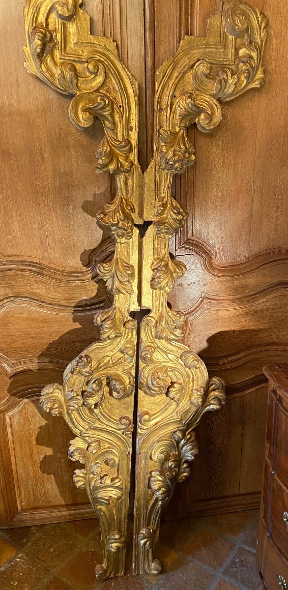 Two Large Elements Of Woodwork In Golden Wood From The XVIII Eme Century