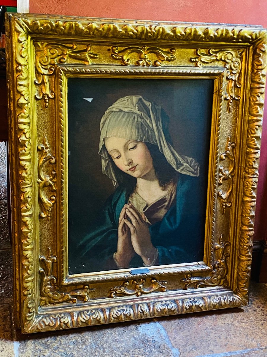 Beau Portrait Italien Du XVII Eme Siècle, La Vierge Marie  attribuée à Solferato-photo-2