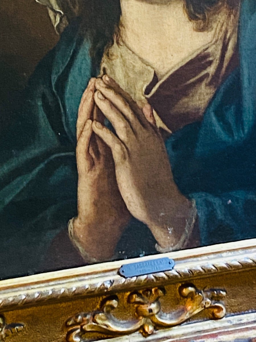 Beau Portrait Italien Du XVII Eme Siècle, La Vierge Marie  attribuée à Solferato-photo-5