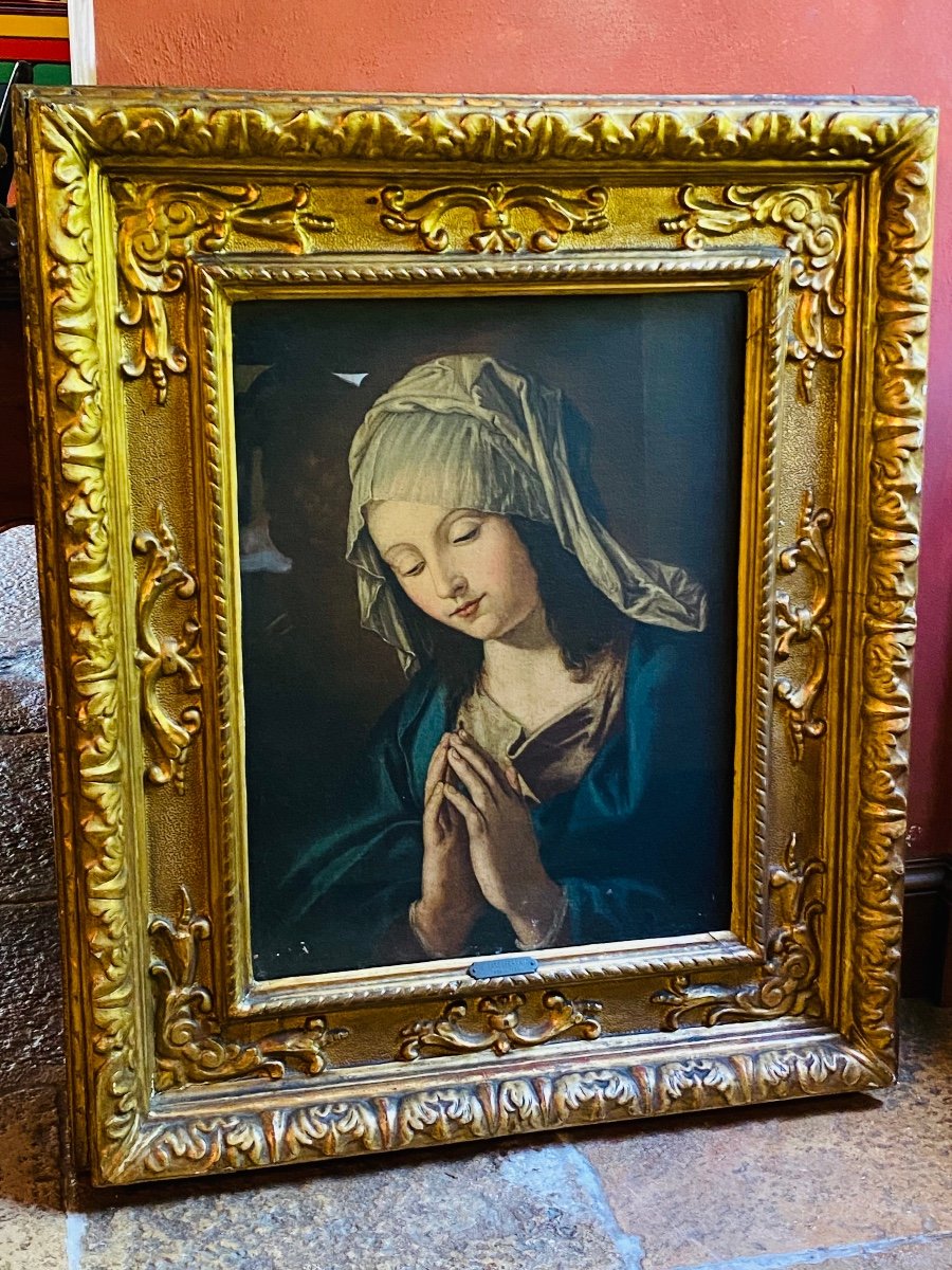 Beau Portrait Italien Du XVII Eme Siècle, La Vierge Marie  attribuée à Solferato