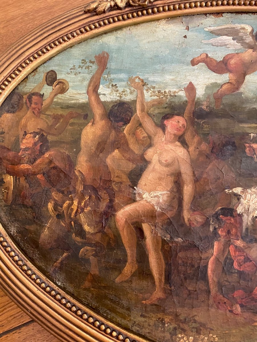 Le Triomphe De Silène, Huile Sur Toile  Du XIX Eme Siècle -photo-1