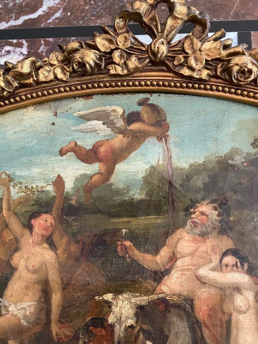 Le Triomphe De Silène, Huile Sur Toile  Du XIX Eme Siècle -photo-5