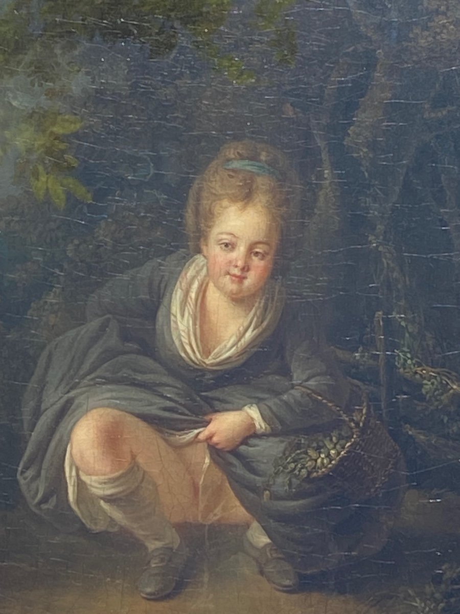 La Petite Pisseuse, Oil On Canvas From The 18th Century, Attributed To Jean-frederic Schall-photo-3