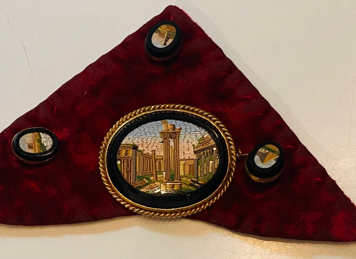 Souvenir De Rome, Parure En Micro Mosaïque Du XIX Eme Siècle -photo-7