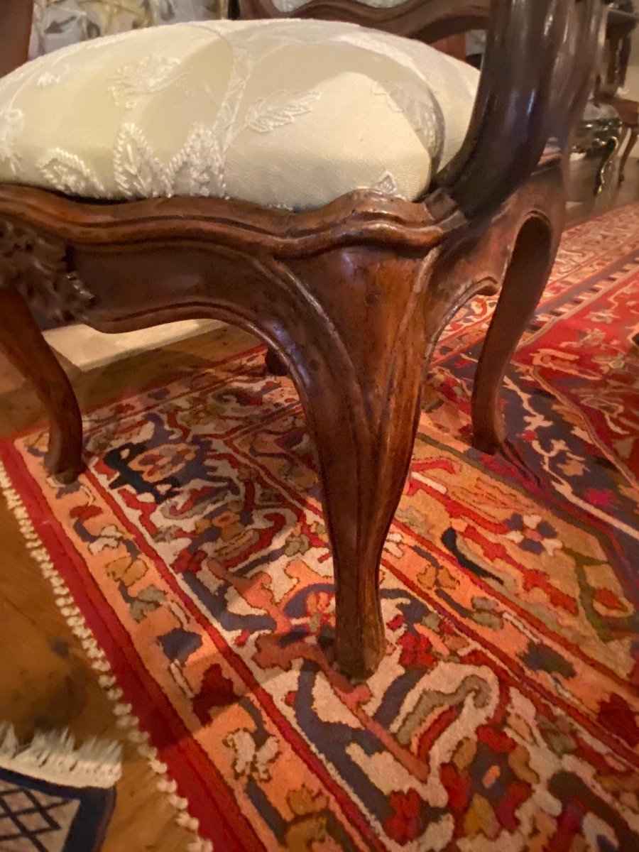 Fauteuil à Châssis En Noyer Du XVIII Eme Siècle -photo-2