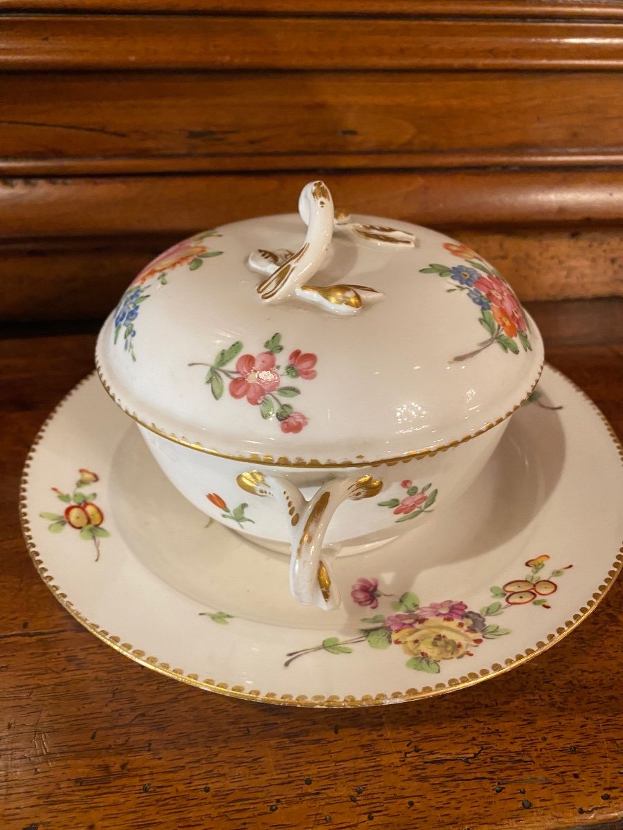 Rare Bouillon Bowl And Its Bowl From The 18th Century Signed Veuve Perrin In Marseille-photo-3
