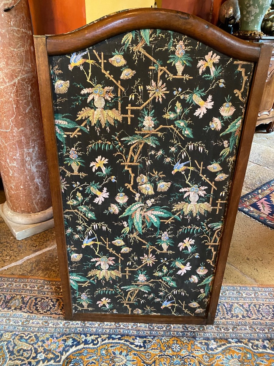 Rare Low Screen With Exotic Louis XV Wallpaper, 18th Century-photo-2