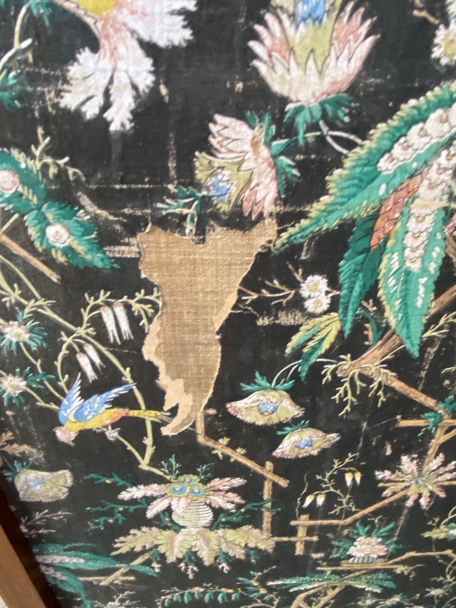 Rare Low Screen With Exotic Louis XV Wallpaper, 18th Century-photo-4