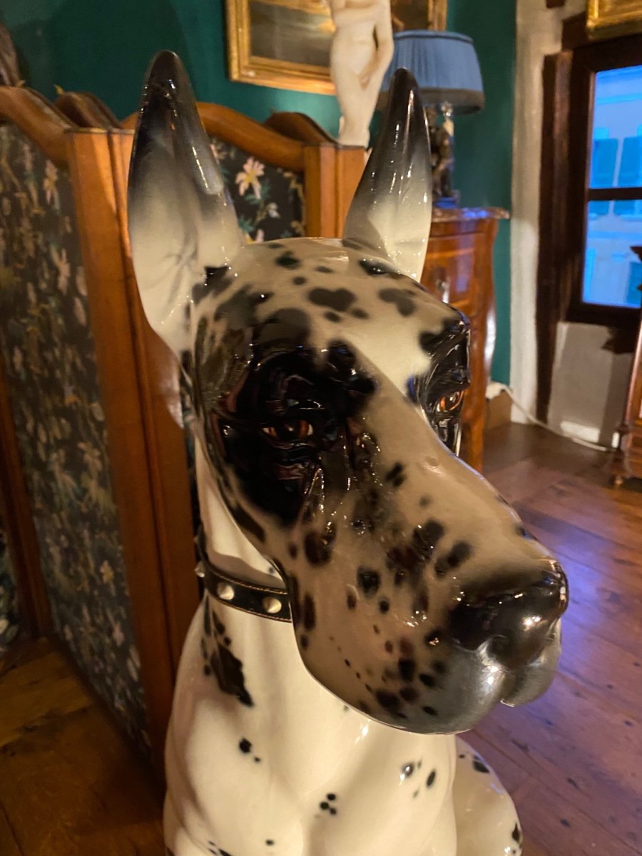 Superbe Dogue Arlequin échelle 1, En Céramique Des Années 60-photo-7