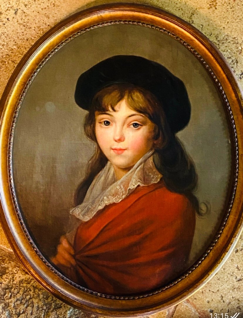 Jeune Fille Au Béret, Portrait Ovale Du XIX Eme Siècle -photo-7