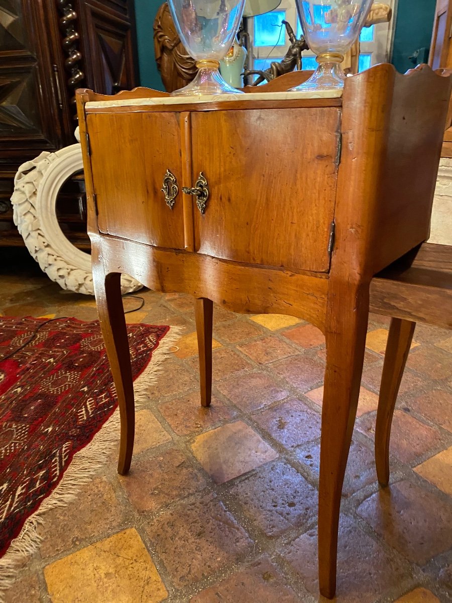 Louis XV Period Cherry Wood Table With Marble Top -photo-3