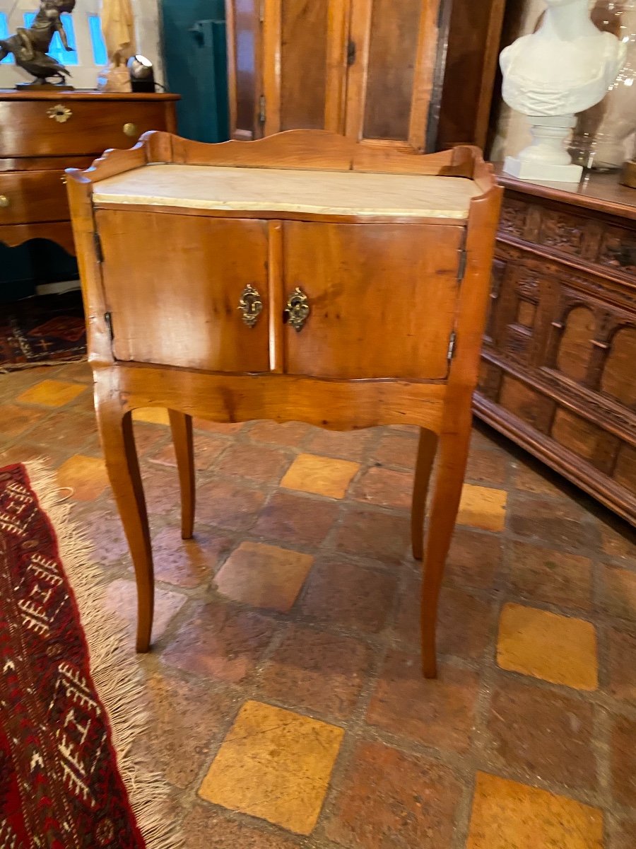 Louis XV Period Cherry Wood Table With Marble Top -photo-8