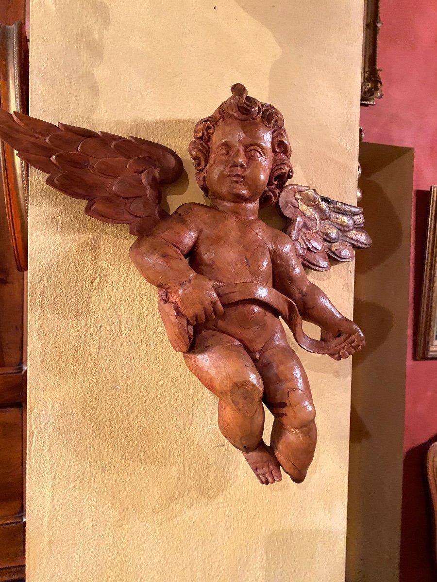 Ange à La Houpette Et Au Phylactère Du XVIII Eme Siècle -photo-2