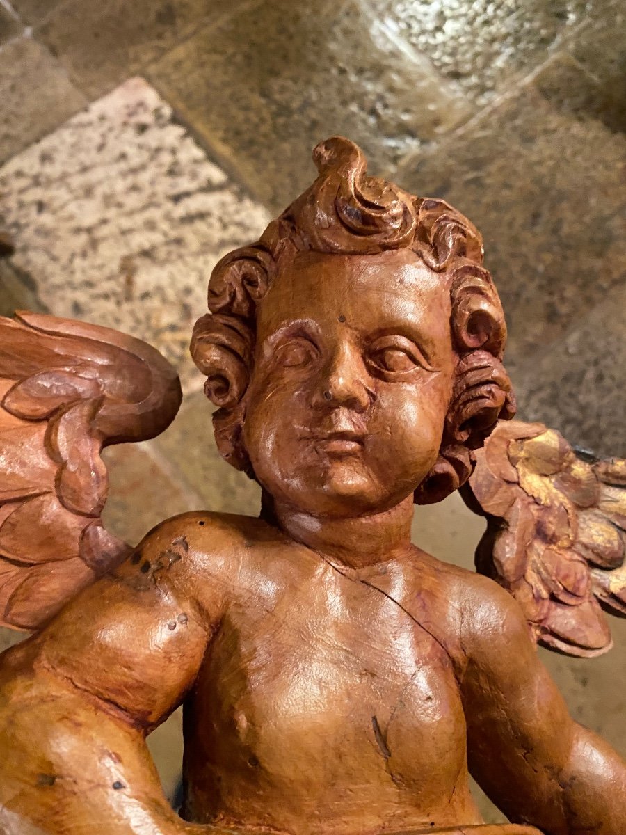 Ange à La Houpette Et Au Phylactère Du XVIII Eme Siècle -photo-2