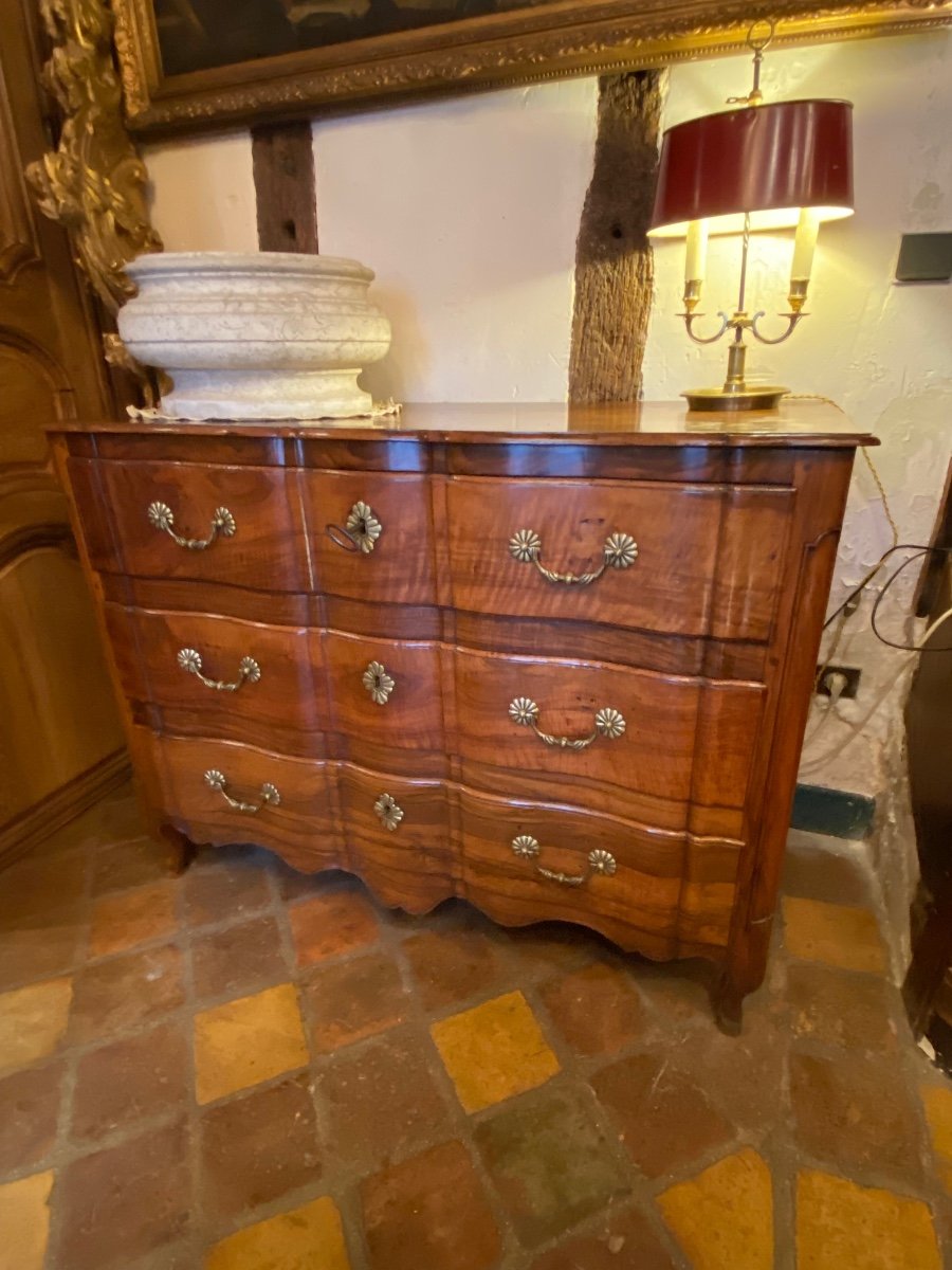 Beautiful Double Crossbow Commode In Rhône Valley Walnut, Louis XV Period-photo-2