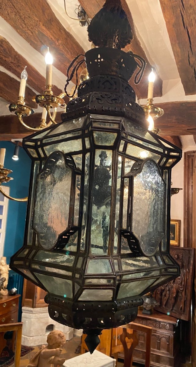 énorme Lanterne De Vestibule Du Début Du XX Eme Siècle -photo-3