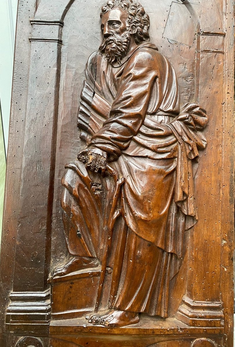 Beautiful Bas Relief Panel From The Beginning Of The 17th Century: Saint Joseph With The Flowered Stick -photo-4